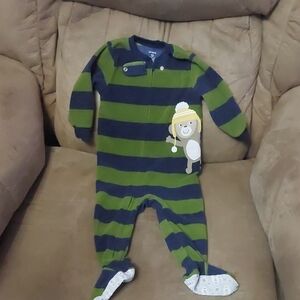 Carter's Navy and Olive Striped Footie